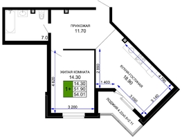 Продается 1-комнатная квартира ЖК Сегодня, литер 2, 55.8  м², 6026400 рублей