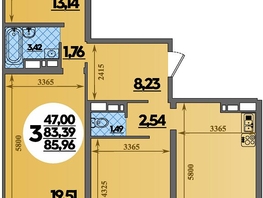 Продается 3-комнатная квартира ЖК Город у моря, литера 21, 85.96  м², 10195000 рублей