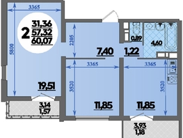 Продается 2-комнатная квартира ЖК Город у моря, литера 22, 60.07 м², 9190964 рублей