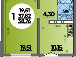 Продается 1-комнатная квартира ЖК Город у моря, литера 23, 38.76  м², 7217999 рублей