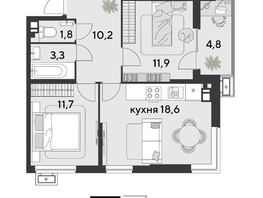 Продается 2-комнатная квартира ЖК Парк Победы 2, литера 30, 62.3  м², 9806020 рублей