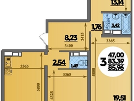 Продается 3-комнатная квартира ЖК Город у моря, литера 22, 85.96 м², 10015000 рублей
