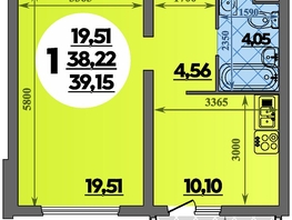 Продается 1-комнатная квартира ЖК Город у моря, литера 17, 39.15 м², 7105725 рублей