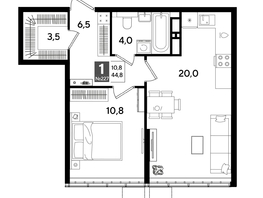 Продается 1-комнатная квартира ЖК DOGMA PARK (Догма парк), литера 19, 44.1 м², 7488180 рублей