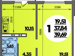 Продается 1-комнатная квартира ЖК Восточный, литера 47, 39.69 м², 5866182 рублей