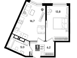 Продается 1-комнатная квартира ЖК DOGMA PARK (Догма парк), литера 13, 41.7  м², 7464301 рублей