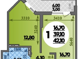 Продается 1-комнатная квартира ЖК Парк у дома, литера 7.2, 42.1  м², 7330000 рублей