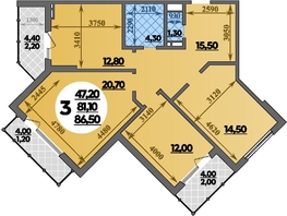 Продается 3-комнатная квартира ЖК Парк у дома, литера 7.2, 86.5  м², 16479999 рублей