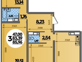 Продается 3-комнатная квартира ЖК Город у моря, литера 23, 85.96  м², 10127000 рублей