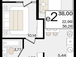Продается 1-комнатная квартира ЖК Патрики, литер 1.1, 38  м&sup2;, 10146000 рублей