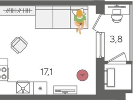 Продается Студия ЖК Рекорд 2, литера 3, 27.4 м², 7343200 рублей