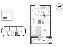 Продается Студия ЖК Рекорд 2, литера 4, 30.2  м&sup2;, 8401640 рублей