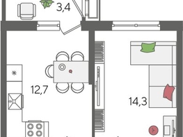 Продается 1-комнатная квартира ЖК Рекорд 2, литера 5, 41.6  м², 8640320 рублей
