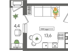 Продается Студия ЖК Рекорд 2, литера 5, 24.7  м², 6607250 рублей