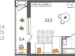 Продается Студия ЖК Рекорд 2, литера 5, 32.4  м², 7280280 рублей
