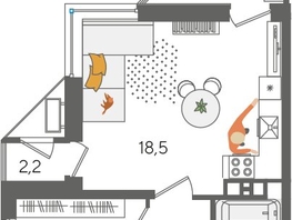 Продается 1-комнатная квартира ЖК Рекорд 2, литера 5, 42.9  м², 9691110 рублей