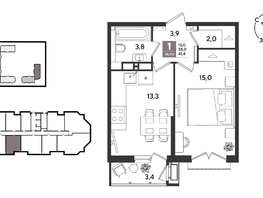 Продается 1-комнатная квартира ЖК Рекорд 2, литера 6, 41.4  м&sup2;, 10975140 рублей