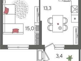 Продается 1-комнатная квартира ЖК Рекорд 2, литера 6, 41.6  м², 8765120 рублей