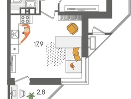 Продается 1-комнатная квартира ЖК Рекорд 2, литера 6, 51.8  м², 10375540 рублей
