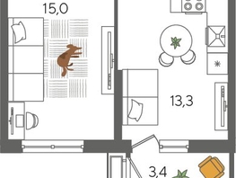 Продается 1-комнатная квартира ЖК Рекорд 2, литера 6, 41.6  м², 8973120 рублей