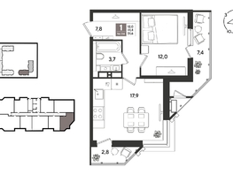 Продается 1-комнатная квартира ЖК Рекорд 2, литера 6, 51.6  м&sup2;, 12244680 рублей