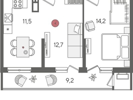 Продается 2-комнатная квартира ЖК Рекорд 2, литера 6, 61.8  м², 12372360 рублей