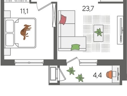 Продается 1-комнатная квартира ЖК Рекорд 2, литера 1, 49.3  м², 10328350 рублей