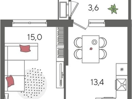 Продается 1-комнатная квартира ЖК Рекорд 2, литера 1, 41.8  м², 8970280 рублей