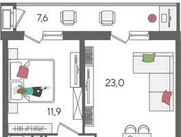 Продается 1-комнатная квартира ЖК Рекорд 2, литера 1, 51.2  м&sup2;, 11816960 рублей