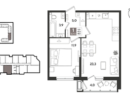 Продается 1-комнатная квартира ЖК Рекорд 2, литера 1, 48.1  м&sup2;, 11813360 рублей