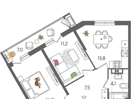 Продается 2-комнатная квартира ЖК Рекорд 2, литера 2, 60.3  м², 12132360 рублей