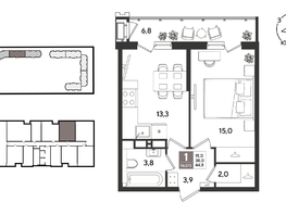 Продается 1-комнатная квартира ЖК Рекорд 2, литера 2, 44.8  м&sup2;, 10814720 рублей