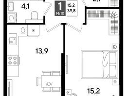 Продается 1-комнатная квартира ЖК DOGMA PARK (Догма парк), литера 15, 39.8  м², 7251560 рублей