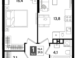Продается 1-комнатная квартира ЖК DOGMA PARK (Догма парк), литера 16, 39.5  м², 7062600 рублей