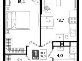 Продается 1-комнатная квартира ЖК DOGMA PARK (Догма парк), литера 16, 39.3  м², 7093650 рублей