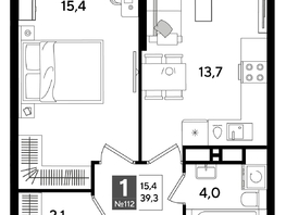 Продается 1-комнатная квартира ЖК DOGMA PARK (Догма парк), литера 16, 39.3  м², 7176180 рублей