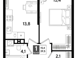 Продается 1-комнатная квартира ЖК DOGMA PARK (Догма парк), литера 16, 39.5  м², 7070500 рублей