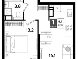 Продается 1-комнатная квартира ЖК DOGMA PARK (Догма парк), литера 16, 37.4  м², 7270560 рублей