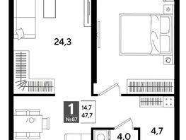 Продается 1-комнатная квартира ЖК DOGMA PARK (Догма парк), литера 19, 47  м², 7952400 рублей