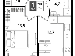 Продается 1-комнатная квартира ЖК DOGMA PARK (Догма парк), лит 20, 37.9  м², 7132780 рублей