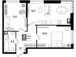 Продается 2-комнатная квартира ЖК DOGMA PARK (Догма парк), лит 20, 53.7  м², 8634960 рублей