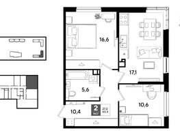 Продается 2-комнатная квартира ЖК DOGMA PARK (Догма парк), литера 21, 60.3  м&sup2;, 9551520 рублей