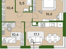 Продается 2-комнатная квартира ЖК DOGMA PARK (Догма парк), литера 21, 60.1  м², 9327520 рублей