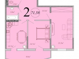 Продается 2-комнатная квартира ЖК Радонеж, блок-секция 5,6, 71.58  м², 10021200 рублей