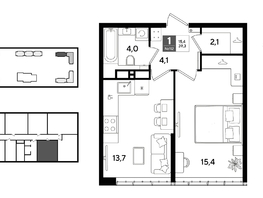 Продается 1-комнатная квартира ЖК ДОГМА ПАРК, литера 22, 39.3  м&sup2;, 7671360 рублей