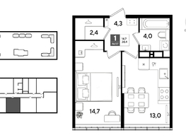 Продается 1-комнатная квартира ЖК DOGMA PARK (Догма парк), литера 22, 38.4  м&sup2;, 7380480 рублей