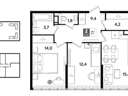 Продается 2-комнатная квартира ЖК DOGMA PARK (Догма парк), литера 22, 61.1  м&sup2;, 9769890 рублей
