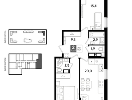 Продается 2-комнатная квартира ЖК ДОГМА ПАРК, литера 22, 68.1  м&sup2;, 11250120 рублей