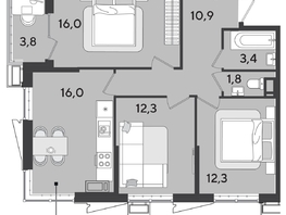 Продается 3-комнатная квартира ЖК Парк Победы 2, литера 21, 79.4  м², 11806780 рублей