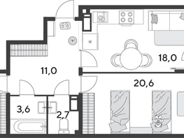 Продается 2-комнатная квартира ЖК Парк Победы 2, литера 28, 74.9  м&sup2;, 11444720 рублей